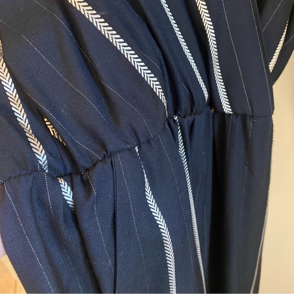 MAJE Panti V-neck Pinstriped Woven Jumpsuit In Marine Size 36 or Small - Picture 9 of 15